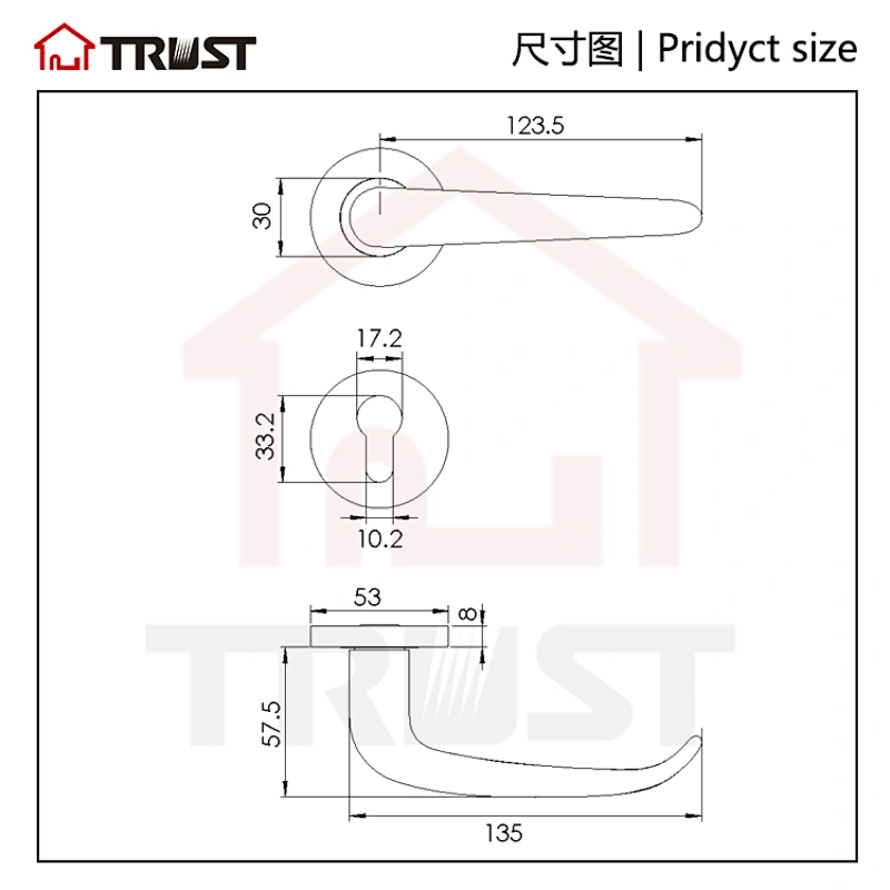 TRUST TH033-SS Door Handle Lever with Modern Contemporary Slim Round Design